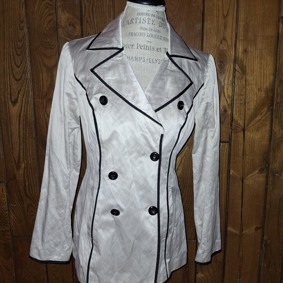 WHITE HOUSE BLACK MARKET Lnwot Women's double-breasted jacket size S tan black - Picture 15 of 15